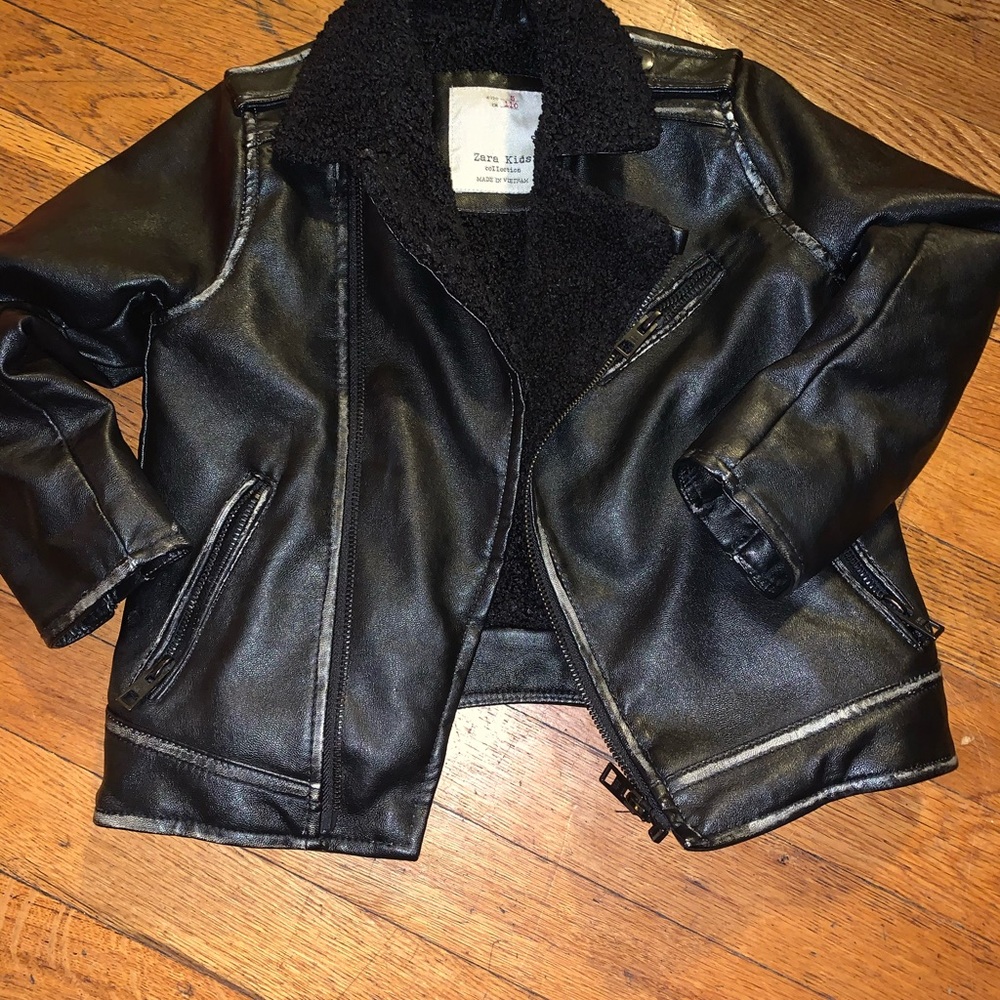 Leather jacket with wool lining